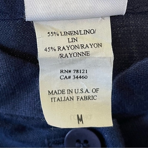 Eileen Fisher Linen Blend Button Front Shirt Topper Jacket Navy Medium - Picture 10 of 11